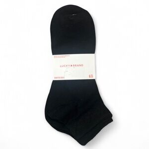 NWT Men’s Lucky Brand (6-Pack) Black Quarter Cut Socks Shoe Size (6-12)